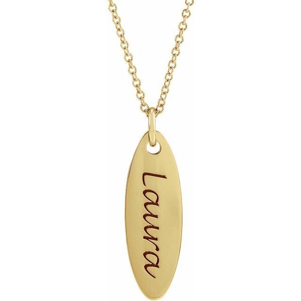 Elongated Oval Engravable Necklace - Image 3
