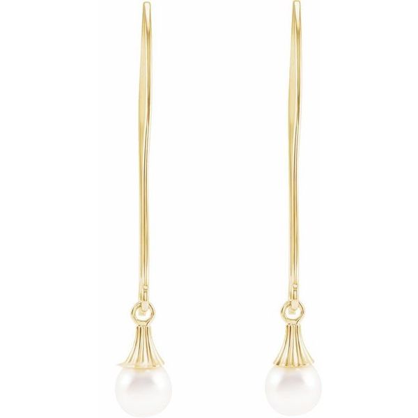 Dangle Wire Pearl Earrings - Image 2