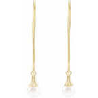 Dangle Wire Pearl Earrings - Image 2