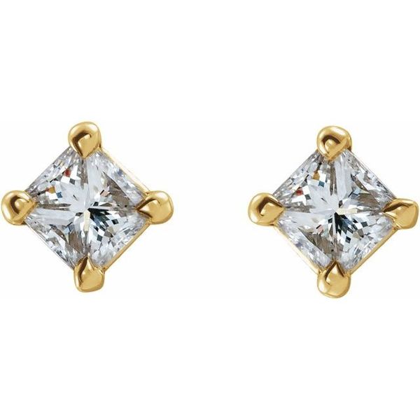 Square 4-Prong Stud Earrings - Image 2