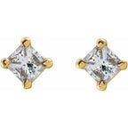 Square 4-Prong Stud Earrings - Image 2