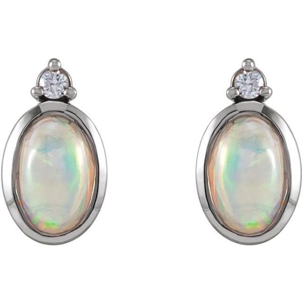 Cabochon Bezel-Set Earrings - Image 2