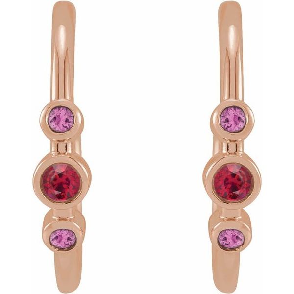 Bezel-Set Hoop Earrings - Image 2