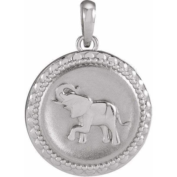 Beaded Elephant Disc Pendant