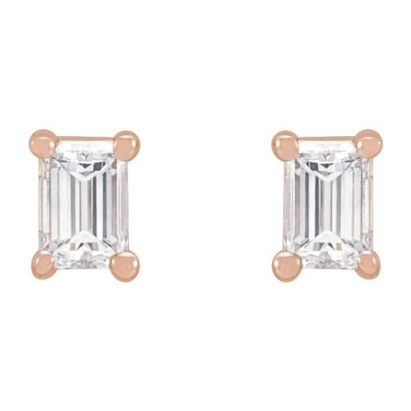 Straight Baguette 4-Prong Stud Earrings - Image 2