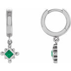 Beaded Bezel-Set Hoop Earrings