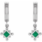 Beaded Bezel-Set Hoop Earrings - Image 2