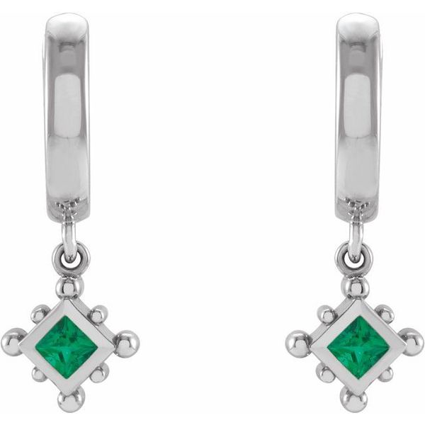 Beaded Bezel-Set Hoop Earrings - Image 2
