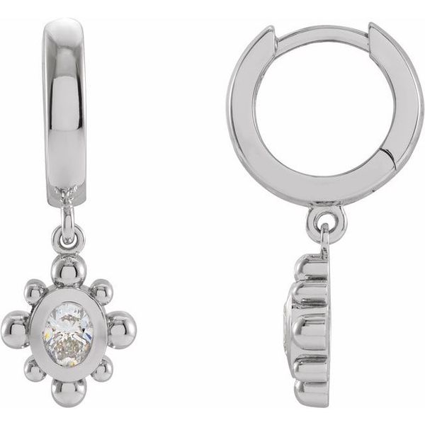 Beaded Bezel-Set Hinged Hoop Earrings