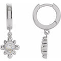 Beaded Bezel-Set Hinged Hoop Earrings