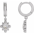 Beaded Bezel-Set Hinged Hoop Earrings