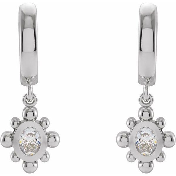 Beaded Bezel-Set Hinged Hoop Earrings - Image 2