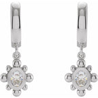 Beaded Bezel-Set Hinged Hoop Earrings - Image 2