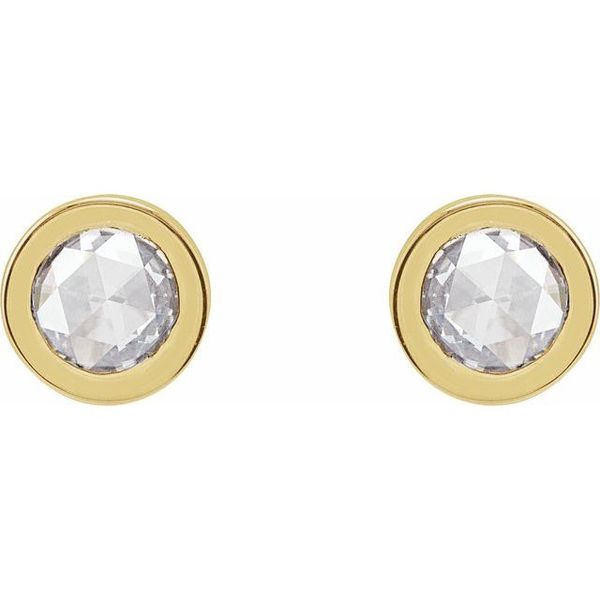 Round Bezel-Set Rose-Cut Stud Earrings - Image 2