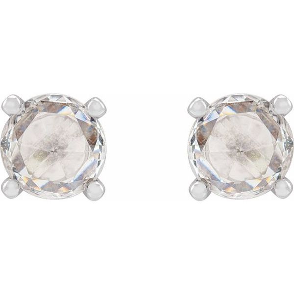 Round 4-Prong Rose-Cut Stud Earrings - Image 2