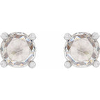 Round 4-Prong Rose-Cut Stud Earrings - Image 2