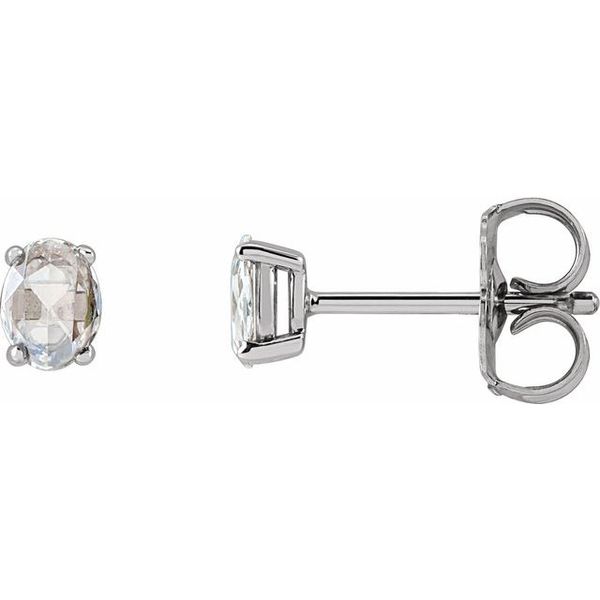 Oval 4-Prong Rose-Cut Stud Earrings