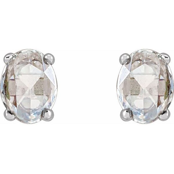 Oval 4-Prong Rose-Cut Stud Earrings - Image 2