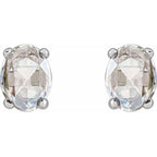 Oval 4-Prong Rose-Cut Stud Earrings - Image 2