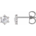 Round 6-Prong Rose-Cut Stud Earrings