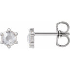 Round 6-Prong Rose-Cut Stud Earrings