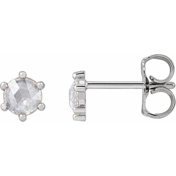 Round 6-Prong Rose-Cut Stud Earrings
