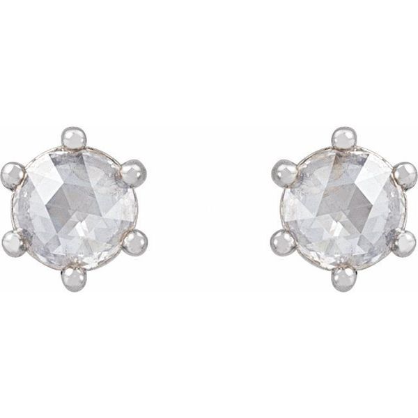 Round 6-Prong Rose-Cut Stud Earrings - Image 2