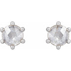 Round 6-Prong Rose-Cut Stud Earrings - Image 2