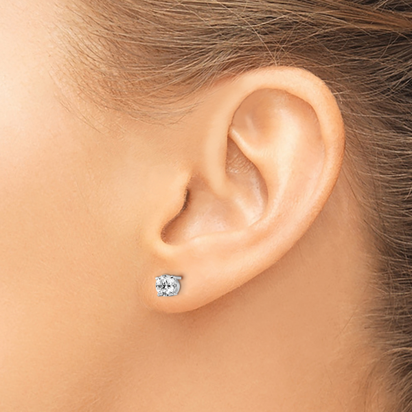 Leslie's 14k White Gold CZ Stud 5.0mm Earrings - Image 3