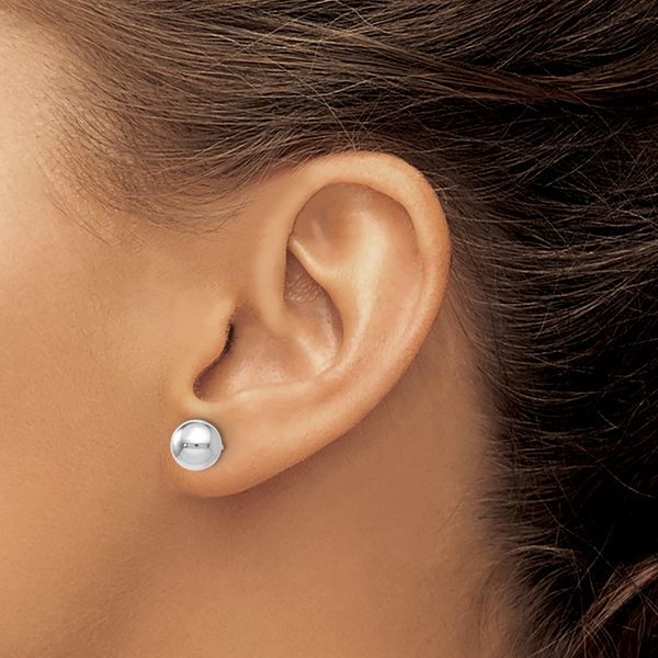 Leslie's 14K White Gold Polished 7mm Ball Post Earrings - Image 3
