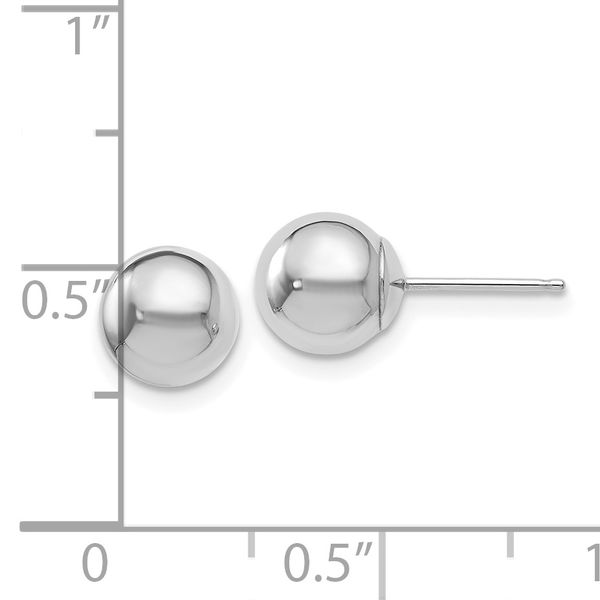 Leslie's 14K White Gold Polished 7mm Ball Post Earrings - Image 4