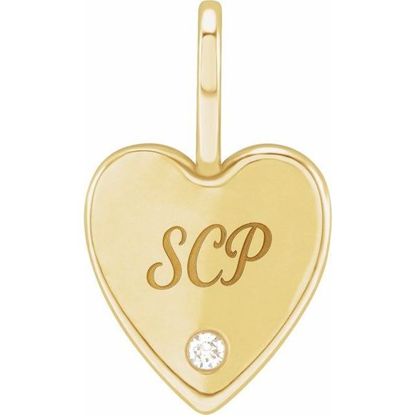 Engravable Accented Heart Charm/Pendant - Image 3
