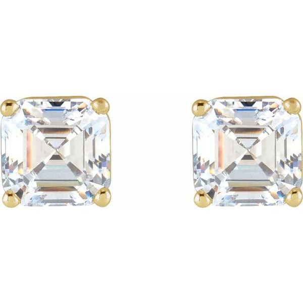 Asscher 4-Prong Stud Earrings - Image 2
