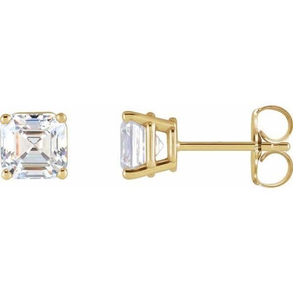 Asscher 4-Prong Stud Earrings