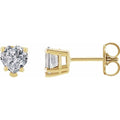 Heart 5-Prong V-End Stud Earrings