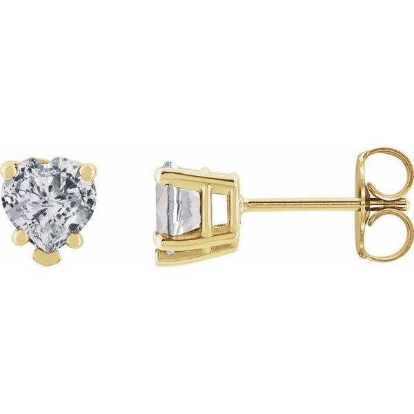 Heart 5-Prong V-End Stud Earrings