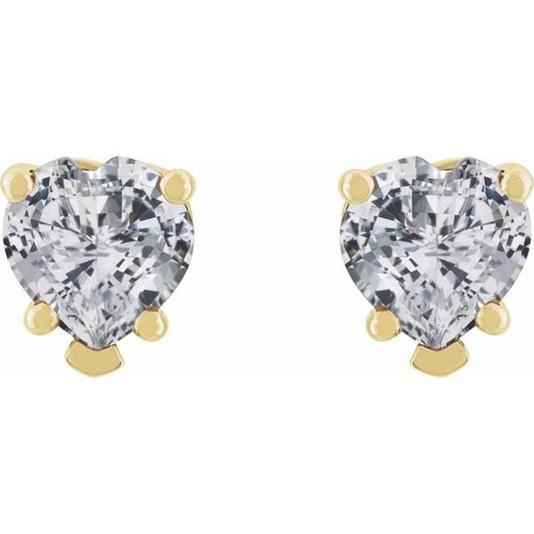 Heart 5-Prong V-End Stud Earrings - Image 2