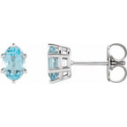 Oval 6-Prong Stud Earrings