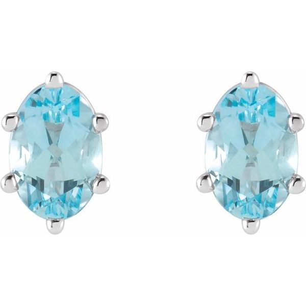 Oval 6-Prong Stud Earrings - Image 2