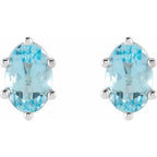 Oval 6-Prong Stud Earrings - Image 2
