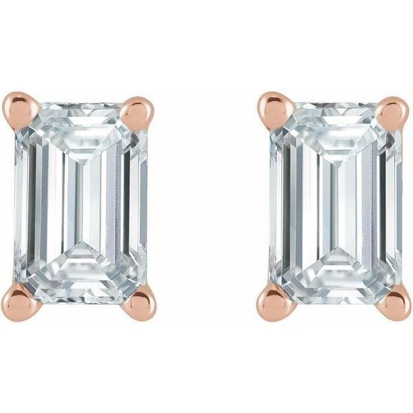 Emerald 4-Prong Stud Earrings - Image 2