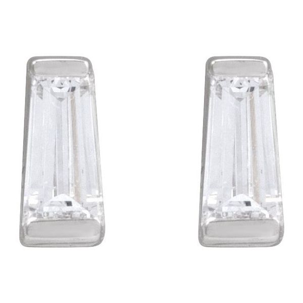 Tapered Baguette Channel-Set Stud Earrings - Image 2