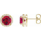 Round Halo-Style Low Stud Earrings