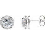 Round Halo-Style Low Stud Earrings