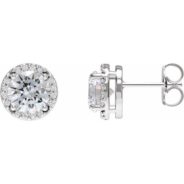 Round Halo-Style Low Stud Earrings