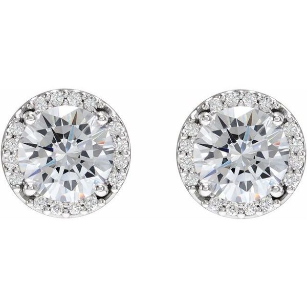 Round Halo-Style Low Stud Earrings - Image 2