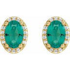Oval 4-Prong Halo-Style Low Stud Earring - Image 2