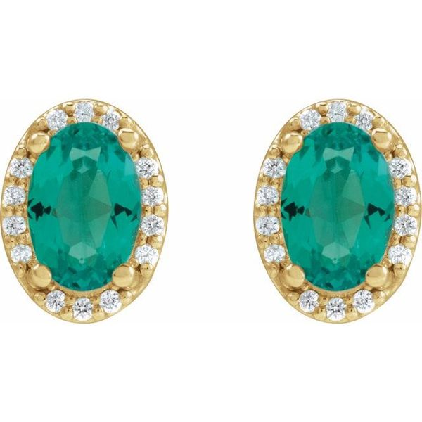 Oval 4-Prong Halo-Style Low Stud Earring - Image 2
