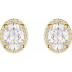 Oval 4-Prong Halo-Style Low Stud Earring - Image 2