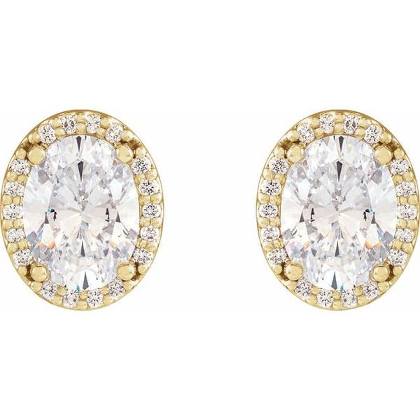 Oval 4-Prong Halo-Style Low Stud Earring - Image 2